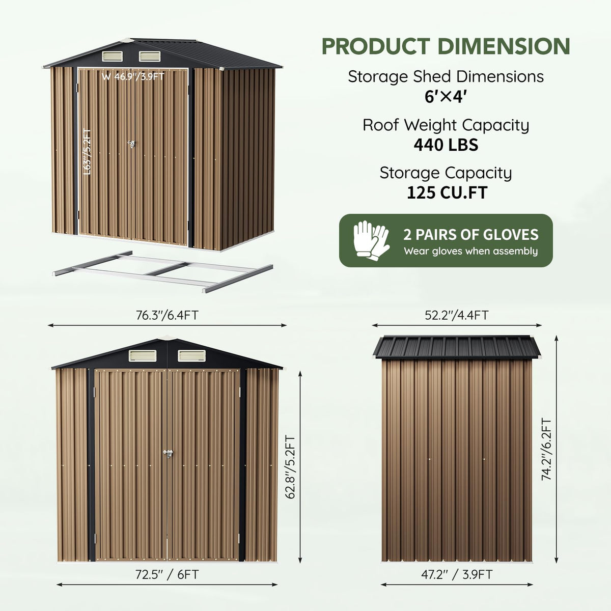 10x10 FT Outdoor Metal Storage Shed, Double Swing Doors, 2 Clear Windows,Tool Shed for Garden, Patio, Backyard Nightblue