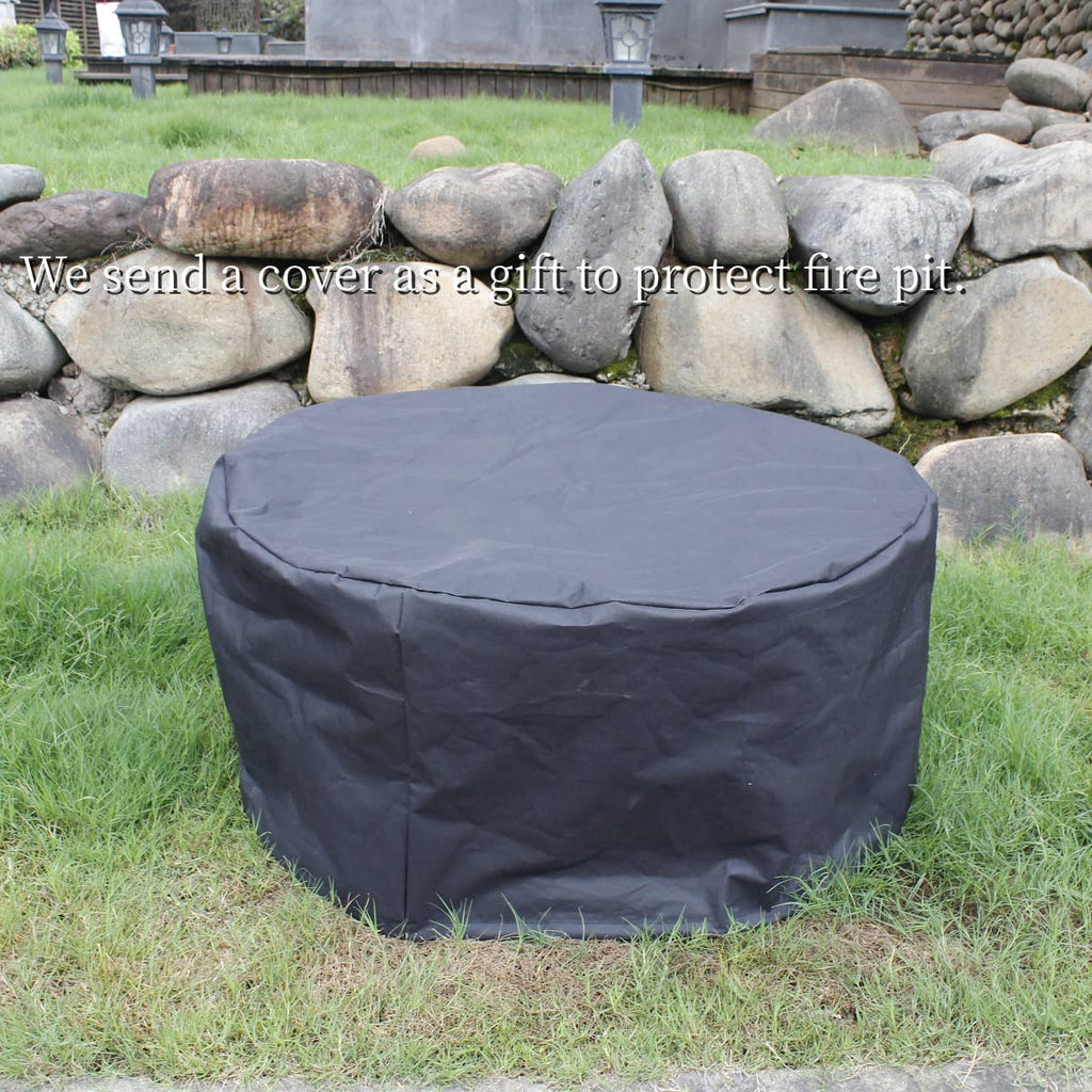 47 Inch Fire Pit with 2 Grills, Wood Burning Fire Pits for Outside with Lid & Poker, BBQ& Outdoor Firepit & Round Metal Table 3 in 1 for Patio
