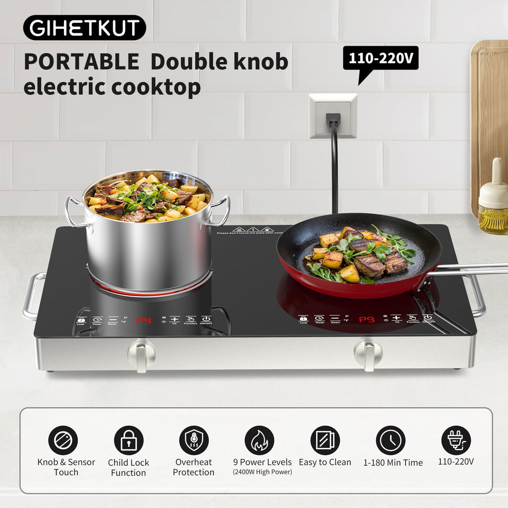 4 Burner Electric Cooktop,7200W Built-in & Countertop 4 Burner Electric Stove Top with 9 Power Levels, Child Safety Lock & 99mins Timer, 30 inch