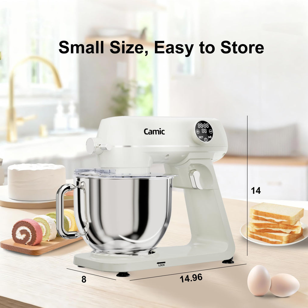 8.45 QT All Metal Stand Mixer,10 Speed Large Capacity Kitchen Mixer with Digital Timer & Tilt-Head, Electric Mixer with Whisk Dough Hook Mixing