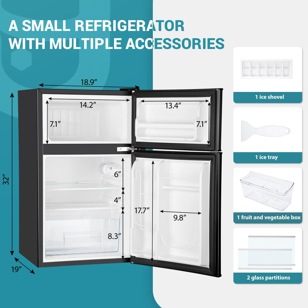 EUHOMY 7.4 Cu.Ft. Refrigerator with Freezer, 2 Door Fridge, Large Capacity,Adjustable Thermostat, Refrigerator for Kitchen/Dorm/Apartment/Garage