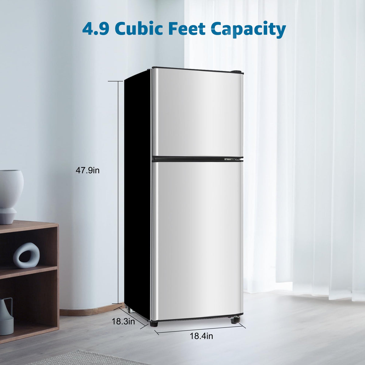 3.3 Cu. Ft. Mini Fridge with Freezer, Compact Refrigerator with Adjustable 7-Level Thermostat, Dorm Fridge for Kichen, RV, Office, Apartment, Black