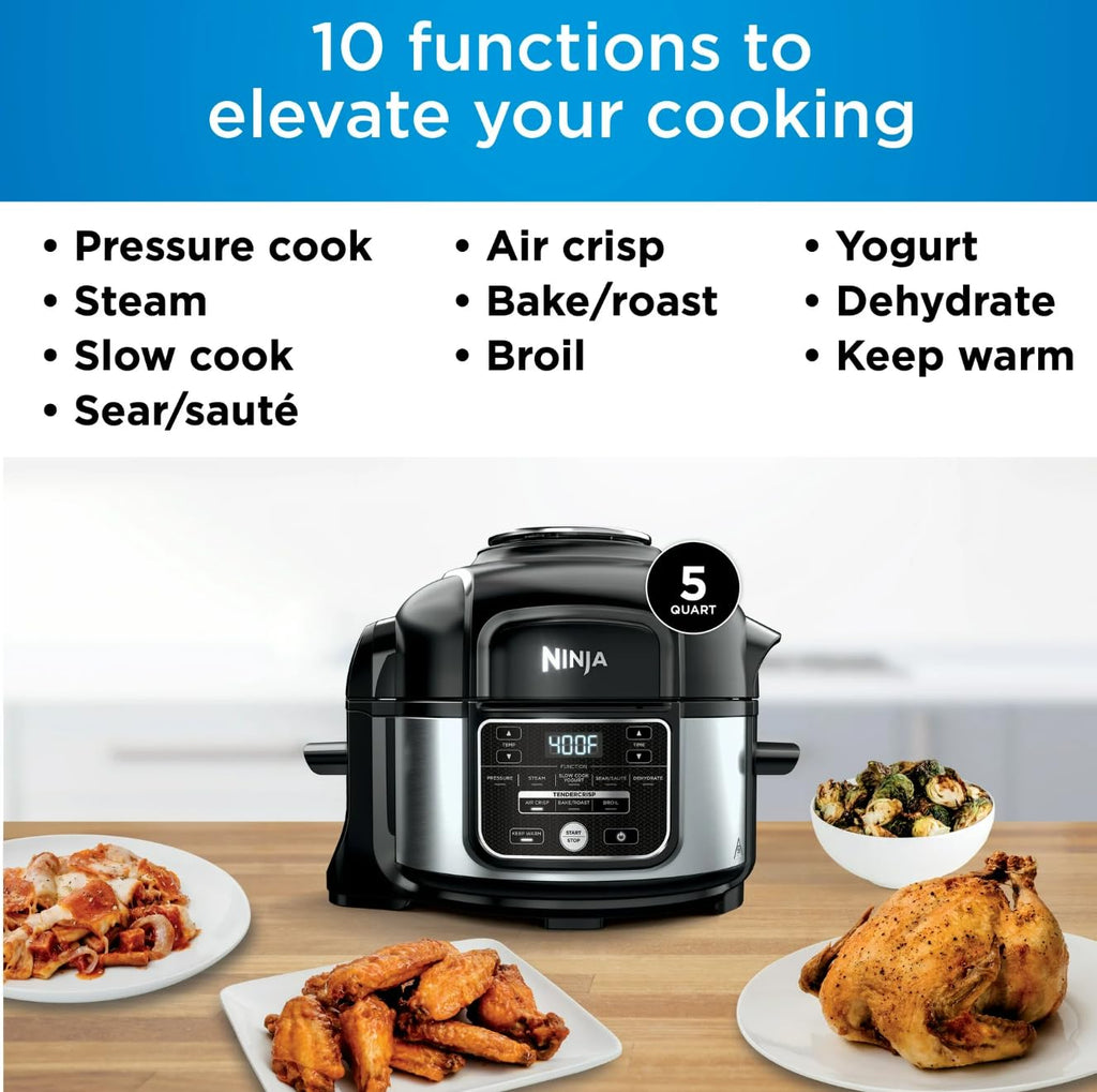 Ninja Foodi 10-in-1 Pressure Cooker & Air Fryer Combo, 6.5 Qt Stainless Steel Multi Cooker C Slow Cook, Steam, Bake, Roast, Dehydrate, Sear C Perfect