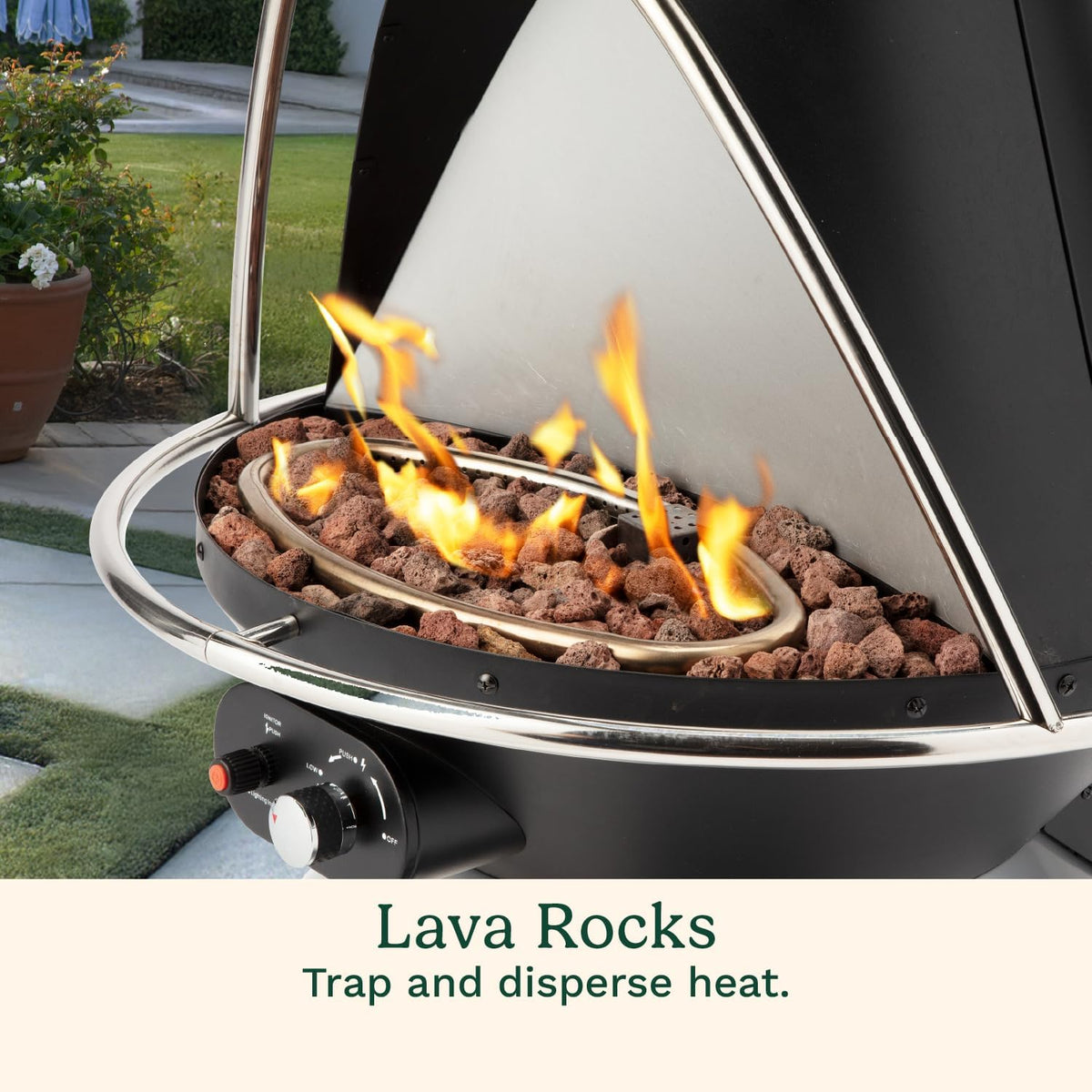 Cuisinart Chimenea Propane Fire Pit, 40,000 BTU Adjustable Gas Fire Pit for Patios, Includes Lava Rocks, Directional Heat Shield and Push to Start