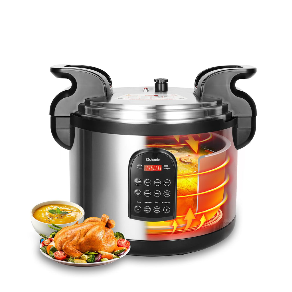 26.4QT Commercial Electric Pressure Cooker,208-240V 2500W Large Stainless Steel Pressure Cooker,9 in 1 Multicooker Slow Cooker With LED,Not Stick