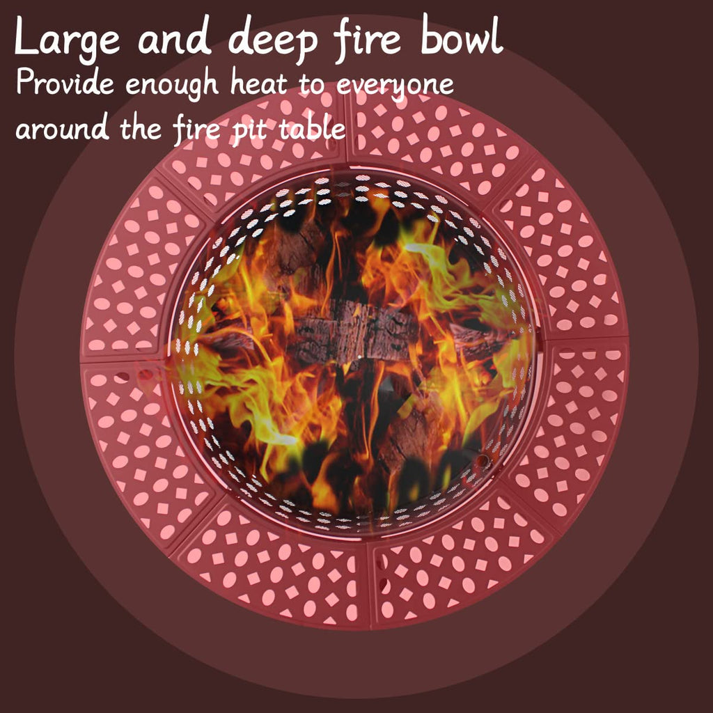 47 Inch Fire Pit with 2 Grills, Wood Burning Fire Pits for Outside with Lid & Poker, BBQ& Outdoor Firepit & Round Metal Table 3 in 1 for Patio