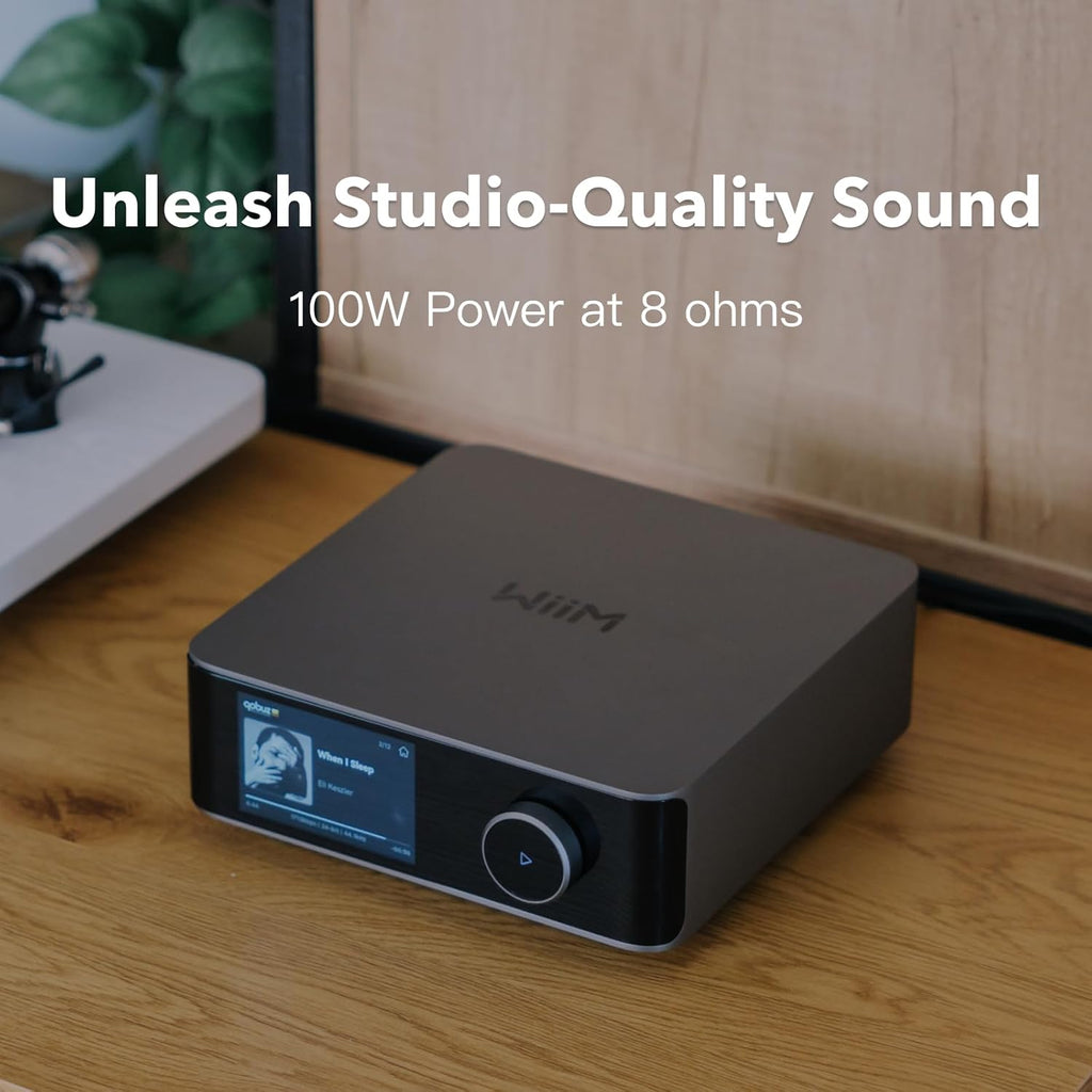 WiiM Amp Ultra with Voice Remote 2 | 100W Streaming Amplifier with Premium ESS ES9039Q2M DAC & Dual TI TPA3255 Amps | Built-in RoomFit EQ &