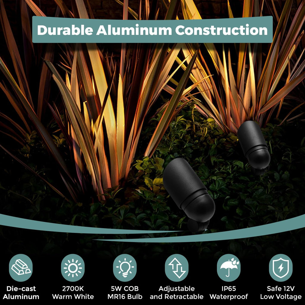 Gardencoin Low Voltage Landscape Spotlight, 12V LED Outdoor Landscape Lighting, Landscape Spot Lights Wired for Garden and Yard, Aluminum Up Lighting