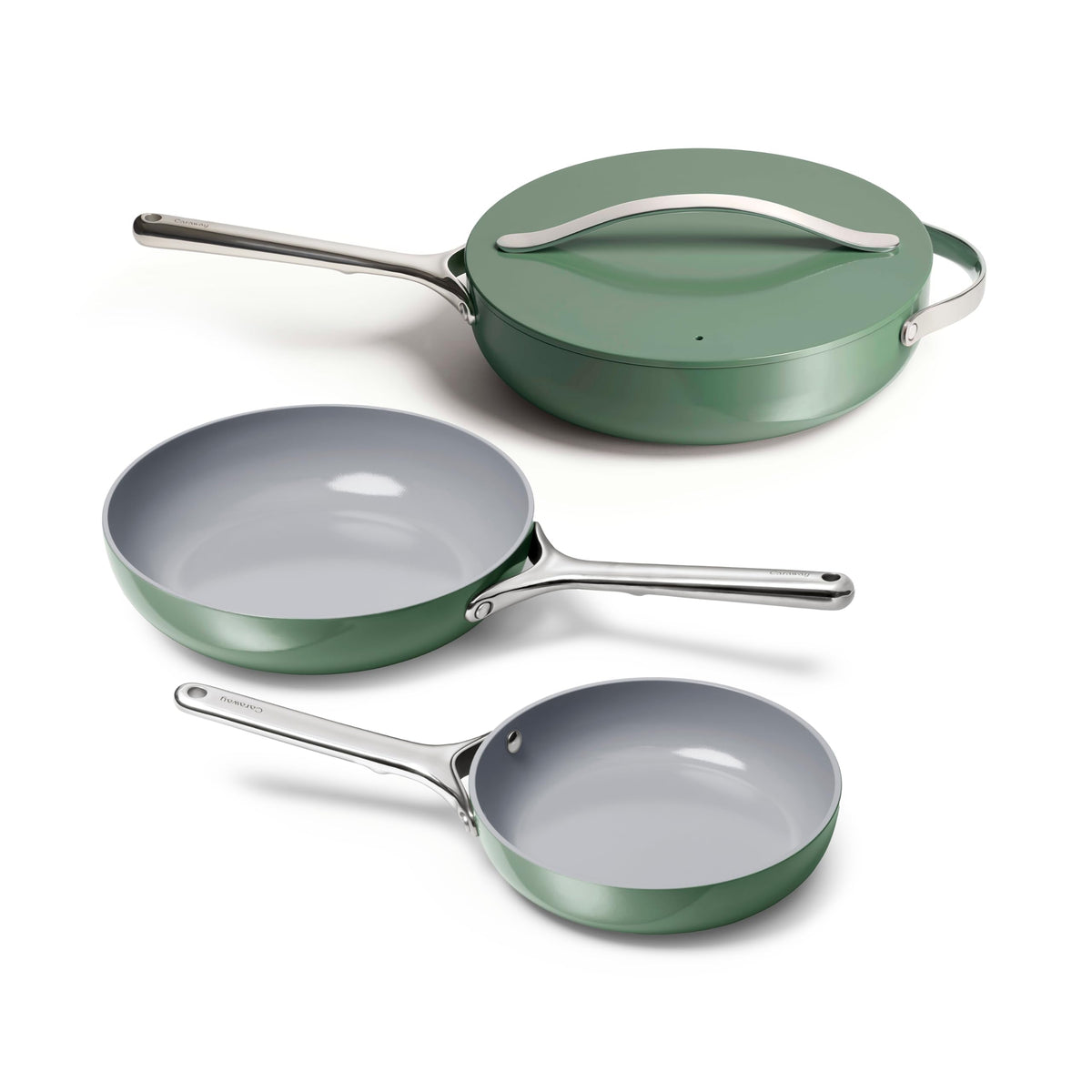 Caraway 4-Piece Fry Pan Set - Non-Stick Frying Pans (10.5 & 8) & Non-Stick Saut Pan - Non Toxic, PTFE & PFOA Free - Oven Safe & Compatible with