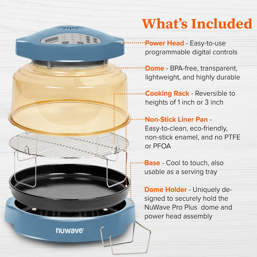 Nuwave Oven Pro Plus Air Fryer, Infra-Red Countertop, 2025 Advanced Convection, No Defrosting or Preheating, Cook Fresh or Frozen, Durable Power Dome