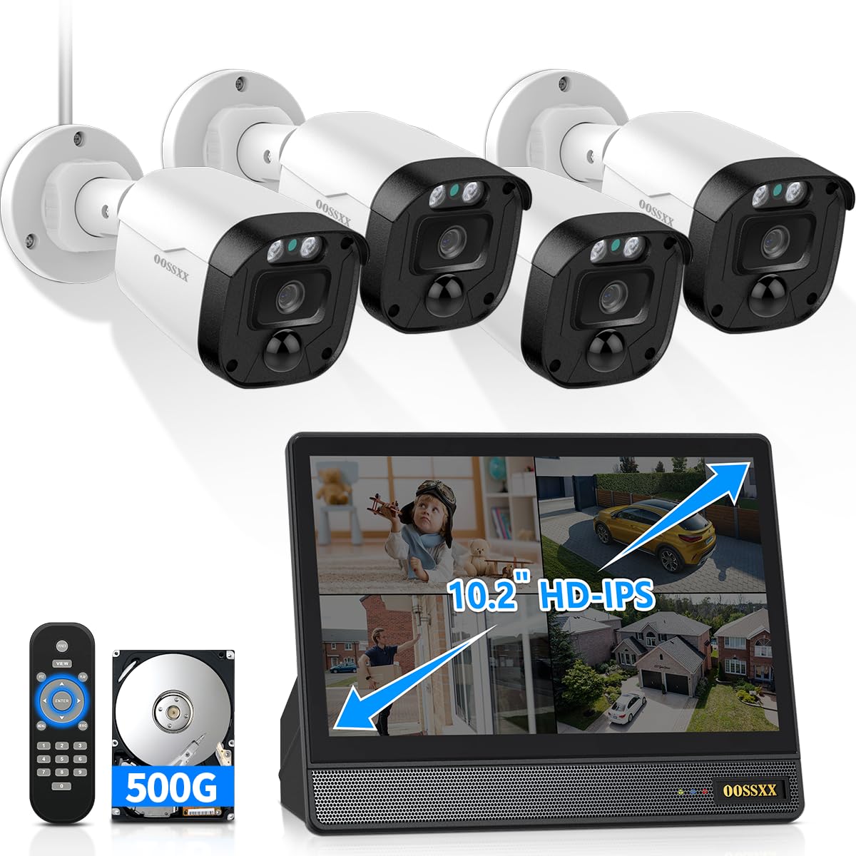 OOSSXX 5MP Definition Full HD Wired Security Camera System Outdoor AHD Dome Bullet Home Video Surveillance Cameras CCTV Camera Security System