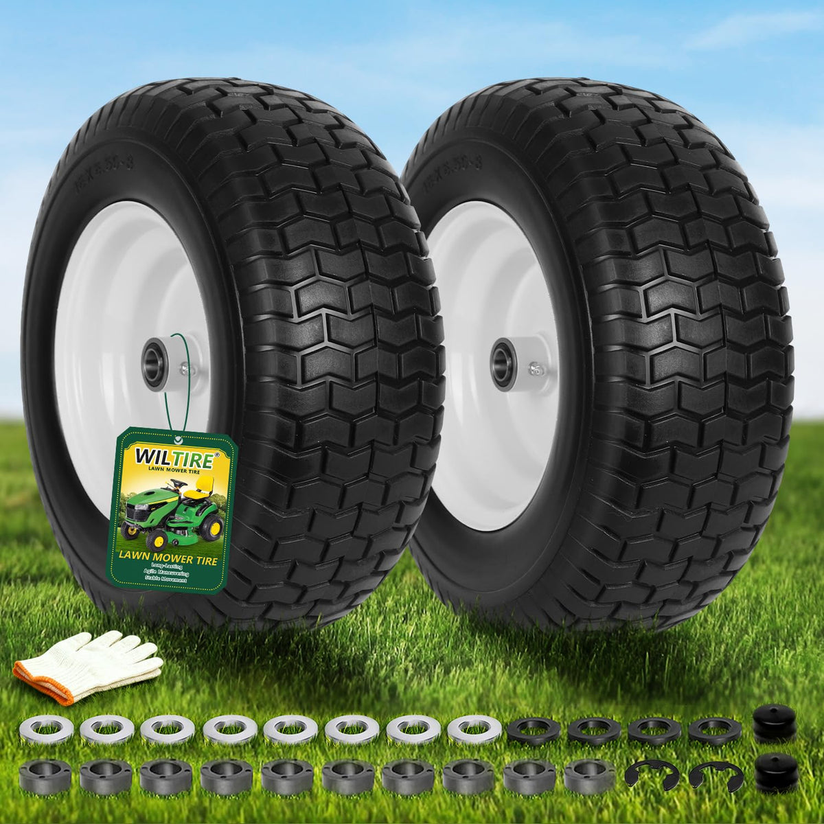 (2 Pack) 20x8.00-8 Tubeless Rear Riding Mowers Tire and Wheel Assemblies