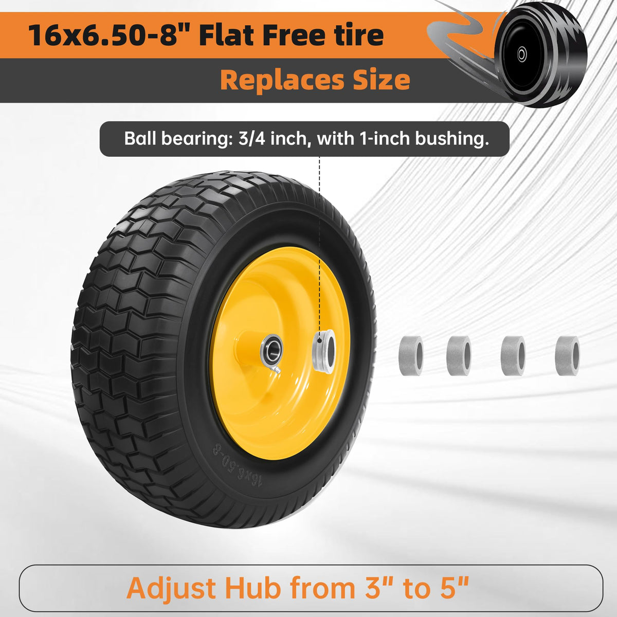 2-Pack 20x10.00-8 Tubeless Lawn Mower Rear Tire and Wheel Assembly, 4-Ply.