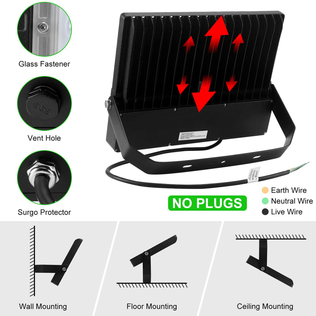 Juyace 240W LED Stadium Lights Outdoor 1500 Watt Equivalent Wider Lighting Angle Led Flood 100-277V 36000LM 5000K Daylight Commercial Arena for