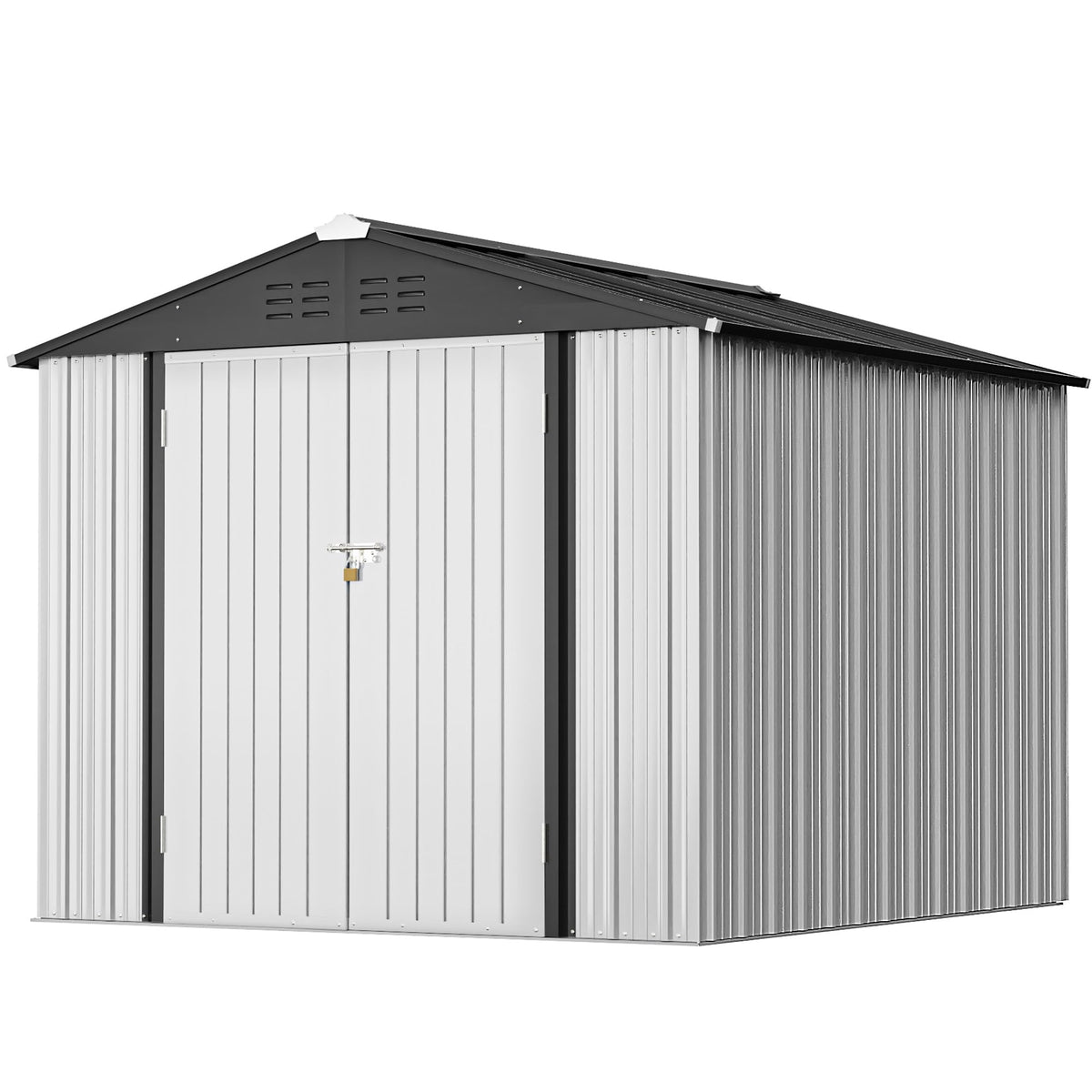 Greesum Outdoor Storage Shed 6 x 8 ft. Utility Tool Shed Metal Storage Garden Shed with Door & Lock for Patio Storage, Brown