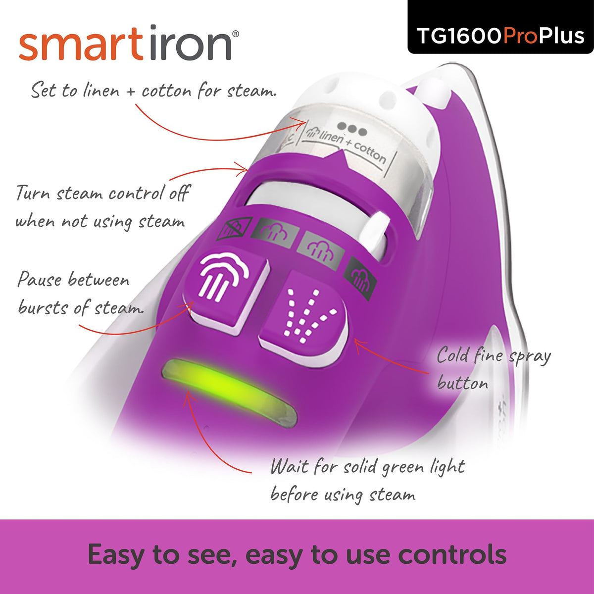 oliso TG1600 ProPlus Smart Iron with Auto-Lift C 1800 Watt Steam Iron for Clothes, Sewing, Quilting & Crafting C Diamond Ceramic-Flow Soleplate