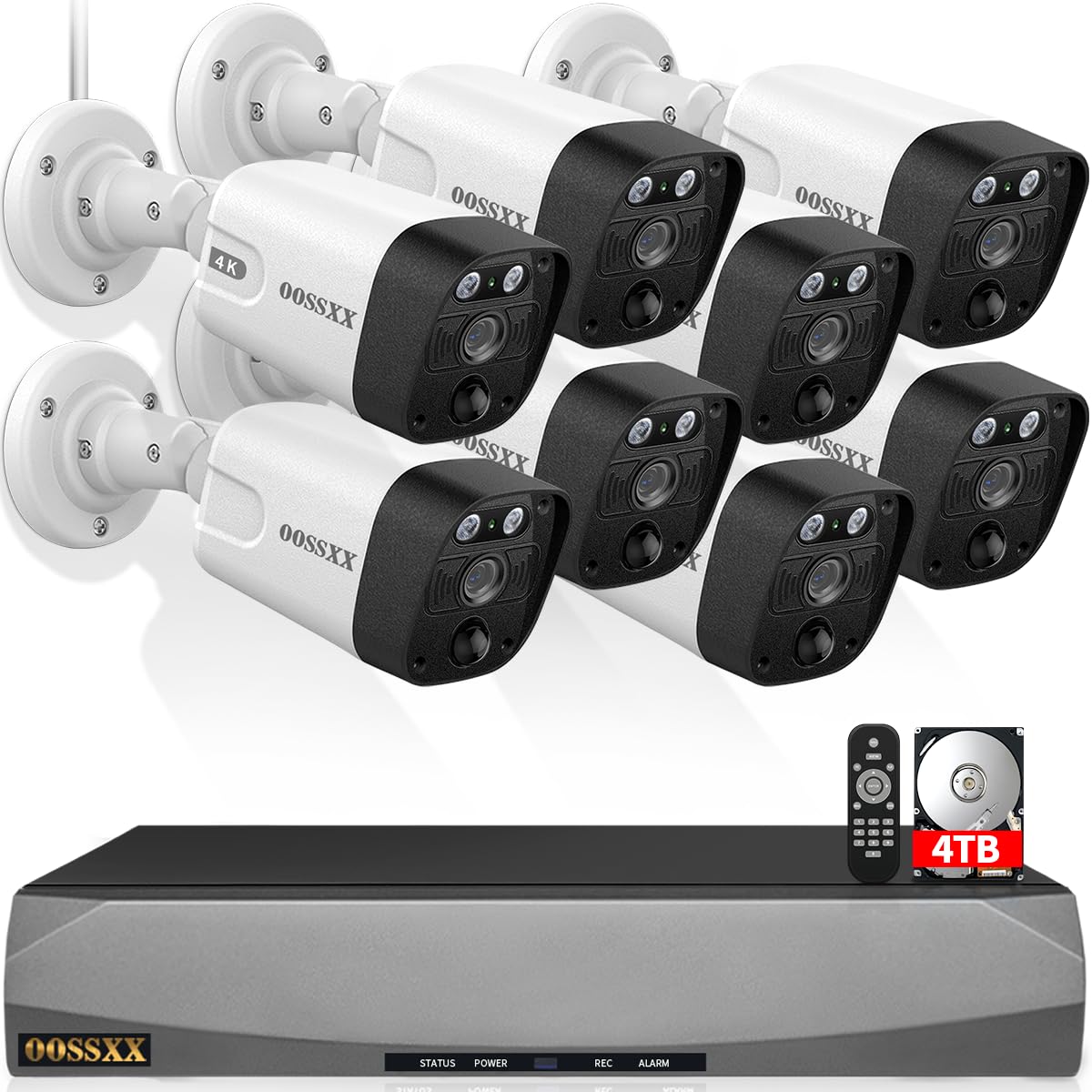 OOSSXX (4K/8.0 Megapixel & 130 Ultra Wide-Angle) 2-Way Audio PoE Outdoor Home Security Camera System Wired Outdoor Video Surveillance IP Cameras