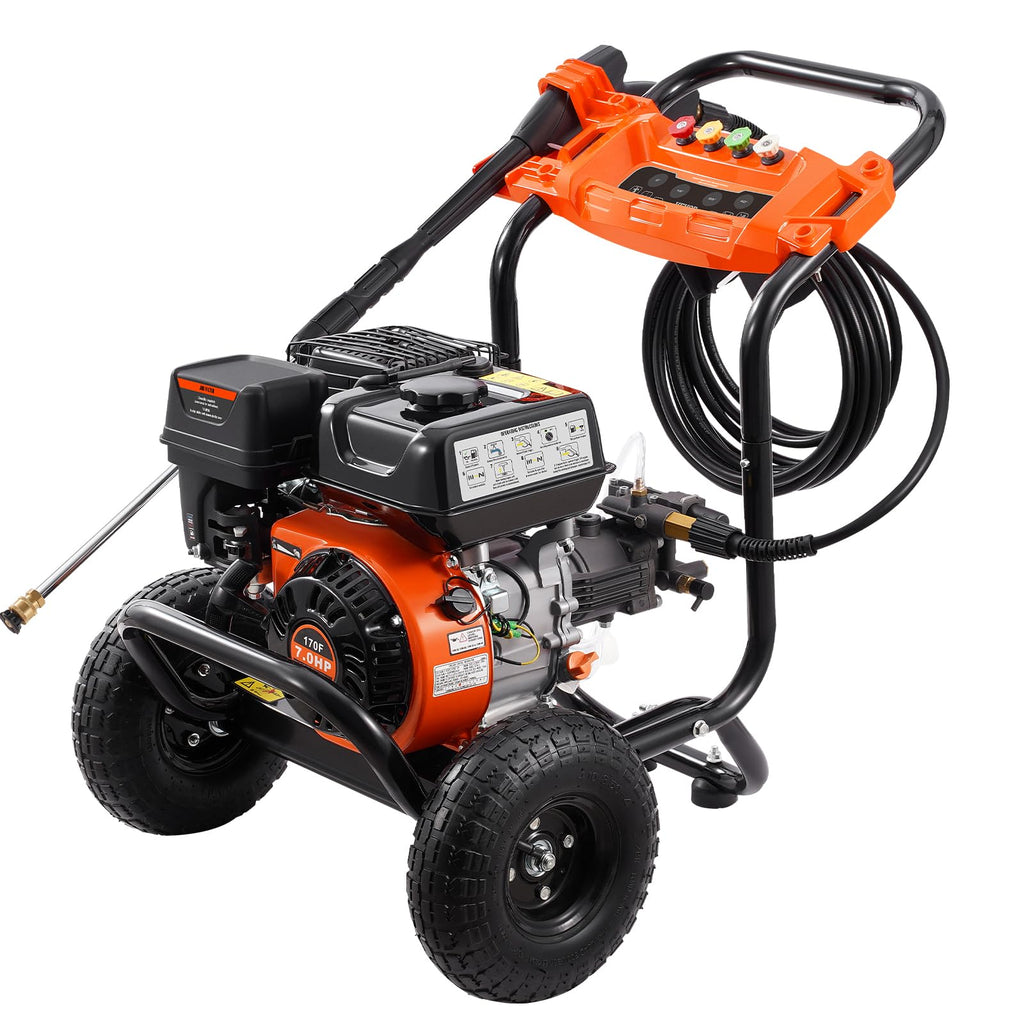 VEVOR Gas Powered Pressure Washer 3400 PSI 2.6 GPM, with Spray Gun and Extension Wand, 5 Quick Connect Nozzles, Copper Pump