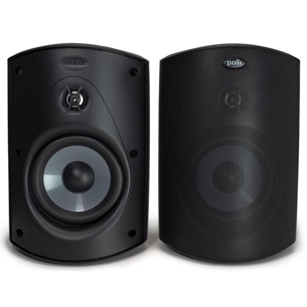 Polk Audio Atrium 4 Weatherproof Outdoor Speakers with Powerful Bass (Pair, Black), All-Weather Durability, Broad Sound Coverage, Speed-Lock Mounting