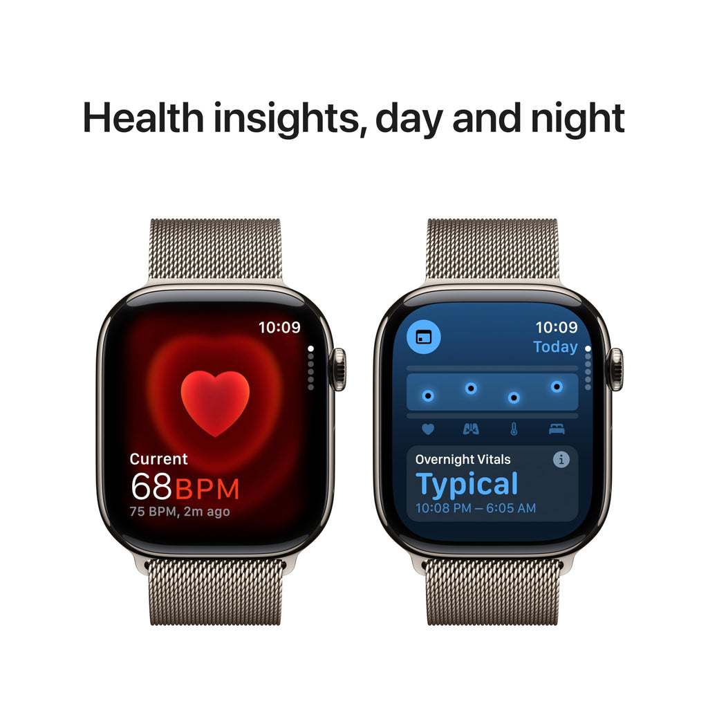 Apple Watch Series 10 [GPS 46mm case] Smartwatch with Jet Black Aluminum Case with Black Sport Band - M/L. Fitness Tracker, ECG App, Always-On Retina