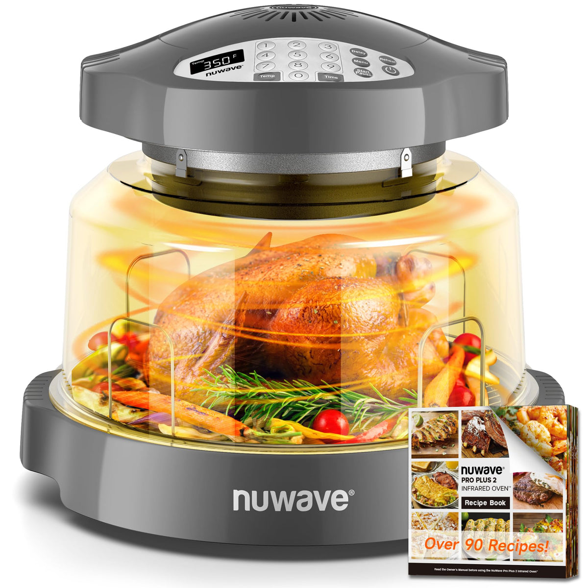 Nuwave Oven Pro Plus Air Fryer, Infra-Red Countertop, 2025 Advanced Convection, No Defrosting or Preheating, Cook Fresh or Frozen, Durable Power Dome