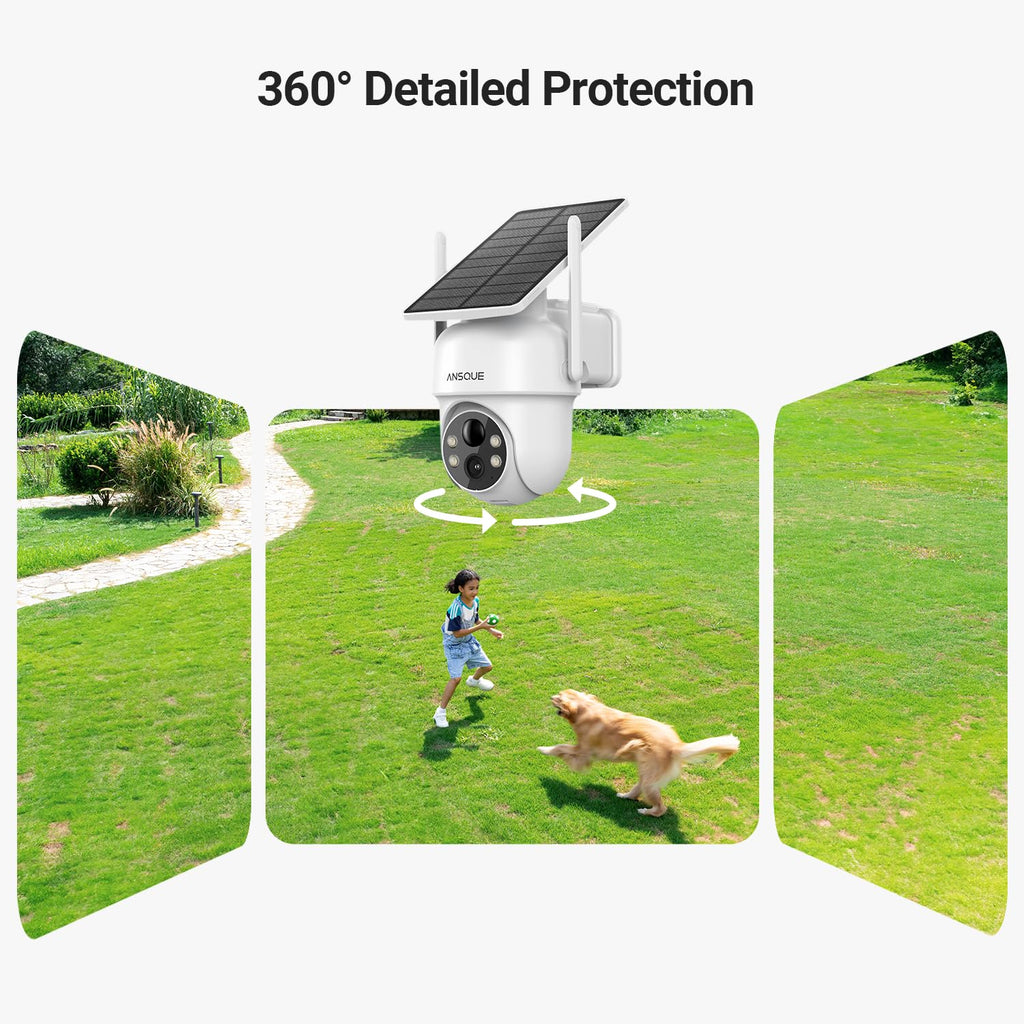 Security Cameras Wireless Outdoor Home System, 4 Camera Kit, No Subscription Fees, Solar Powered, Local Storage, 365-Day Battery Life, 360PTZ