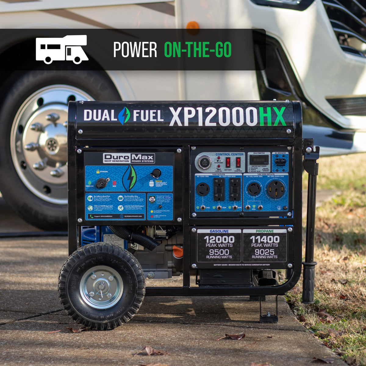 DuroMax XP13000HX 13,000-Watt Dual Fuel Portable Generator - Gas & Propane, Electric Start, Whole Home Power Backup, Transfer Switch Ready, RV &