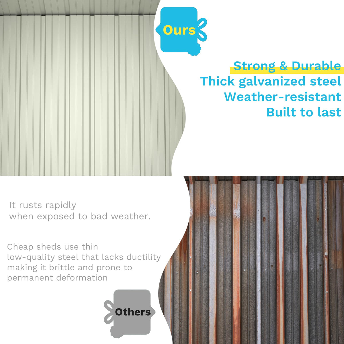 Greesum Outdoor Storage Shed 6 x 8 ft. Utility Tool Shed Metal Storage Garden Shed with Door & Lock for Patio Storage, Brown