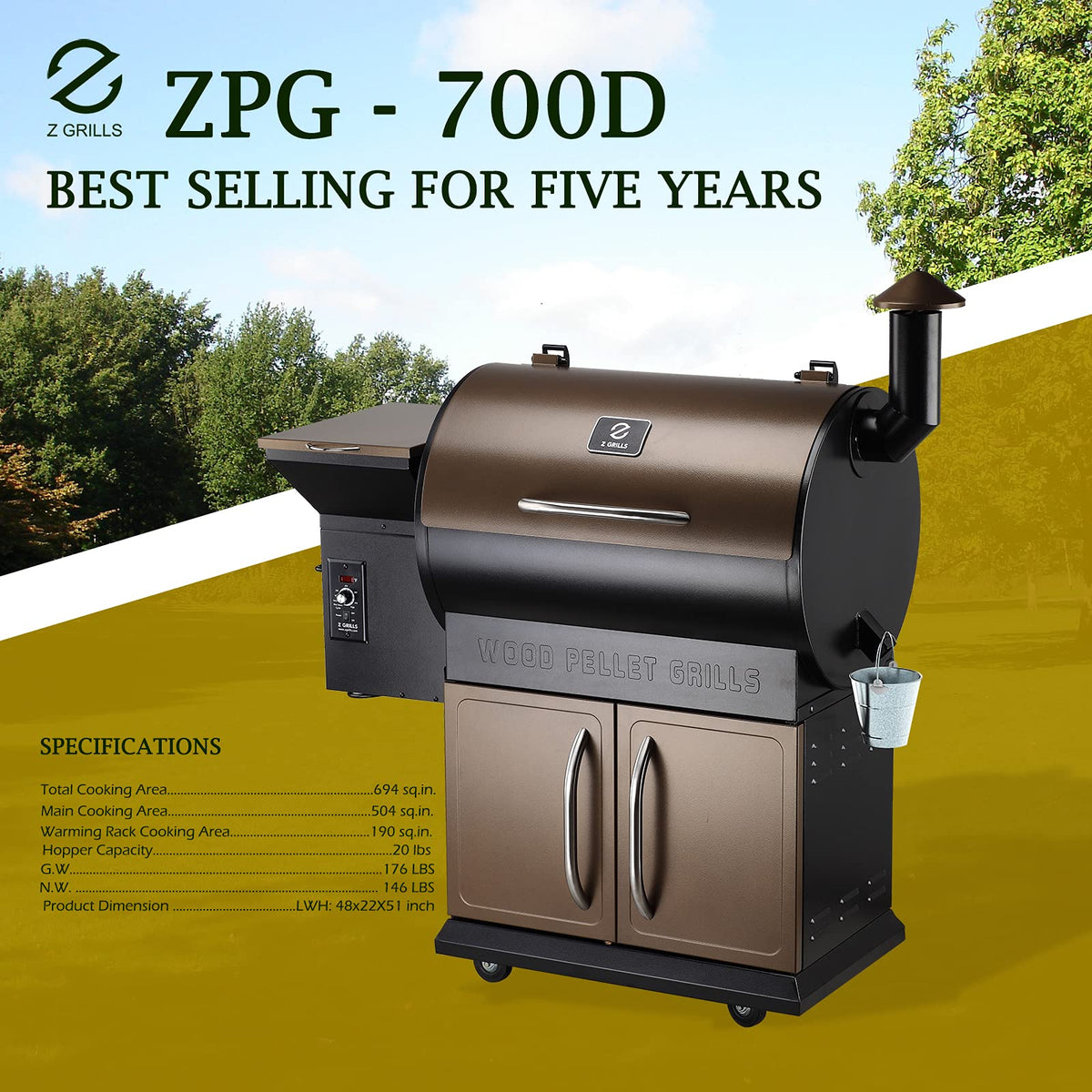 Z GRILLS 2025 Upgrade 8-in-1 Electric Wood Pellet Grill & Smoker with PID V3.0 Controller, LCD, 697 Sq In, Dual-Wall Insulation, Meat Probes, Easy