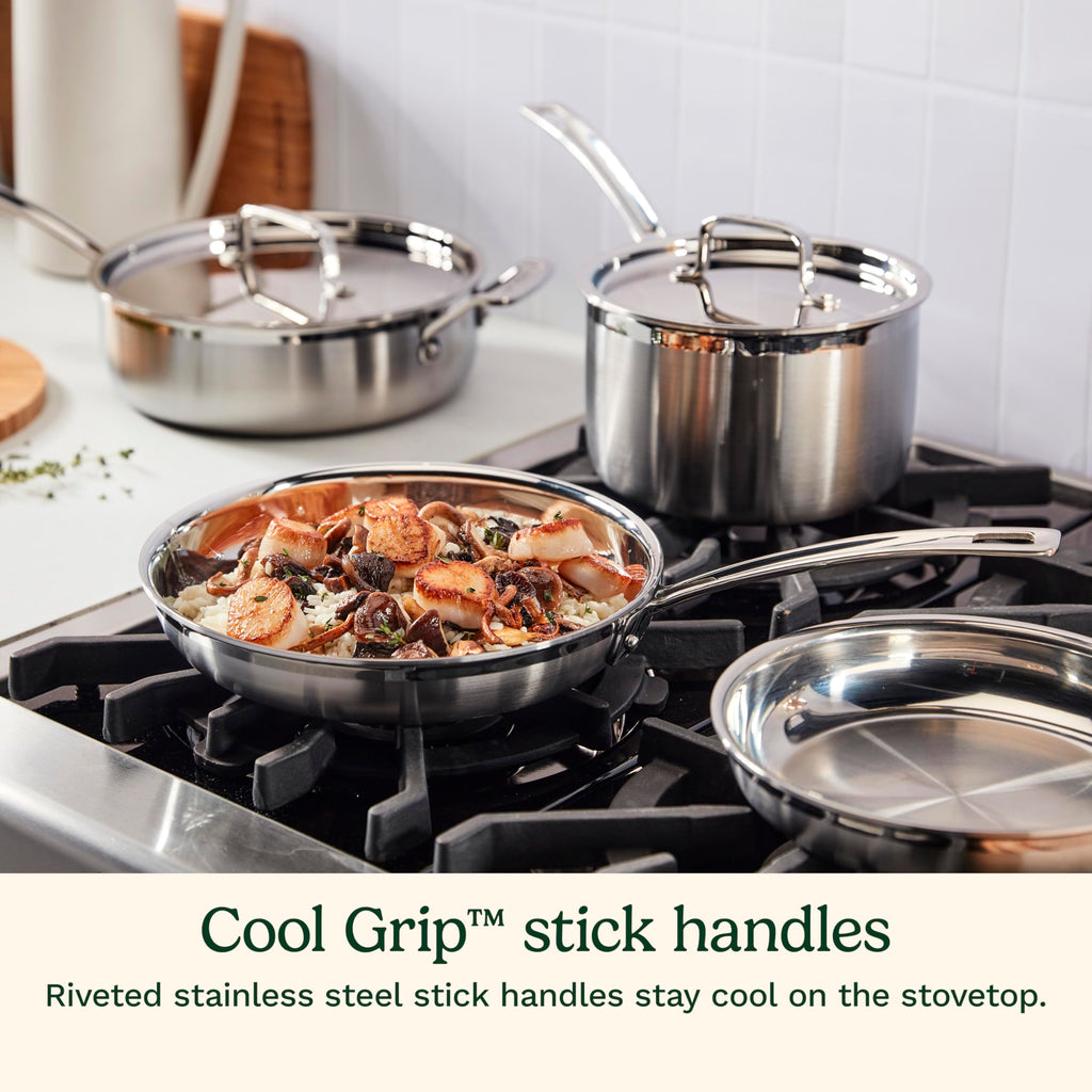Cuisinart 12-Piece Cookware Set, MultiClad Pro Triple Ply Stainless Steel Cookware Set, Heat Surround Technology, Cool Grip Stick Handles, Oven Safe