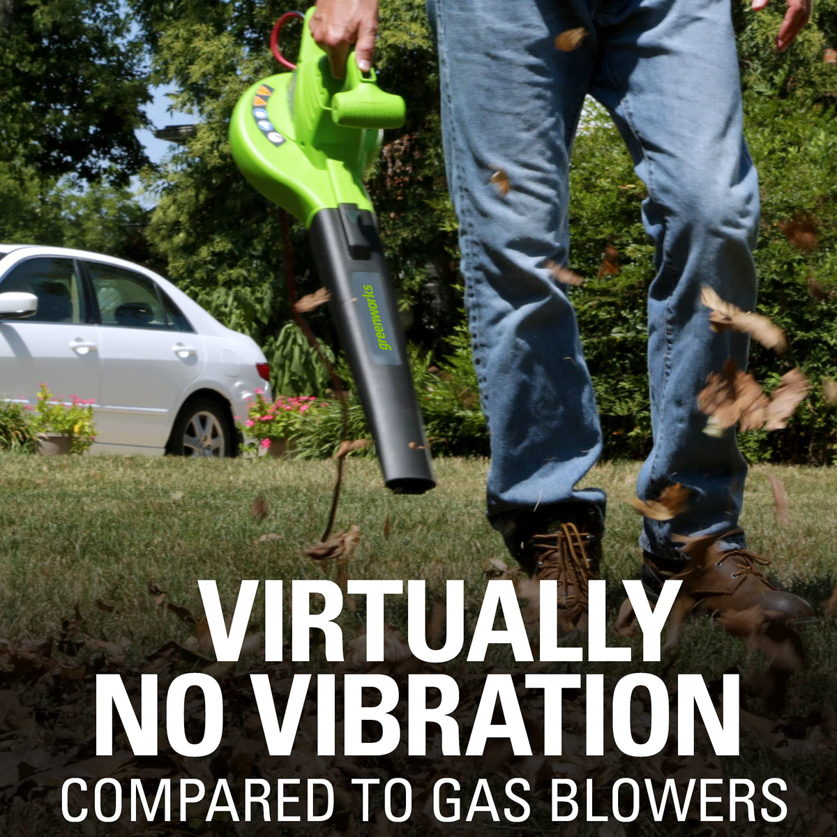 Greenworks 40V (230 MPH / 505 CFM) Cordless Brushless Leaf Blower/Vacuum with Bag, High Power, Lightweight & Quiet for Yard Debris Cleanup, Includes