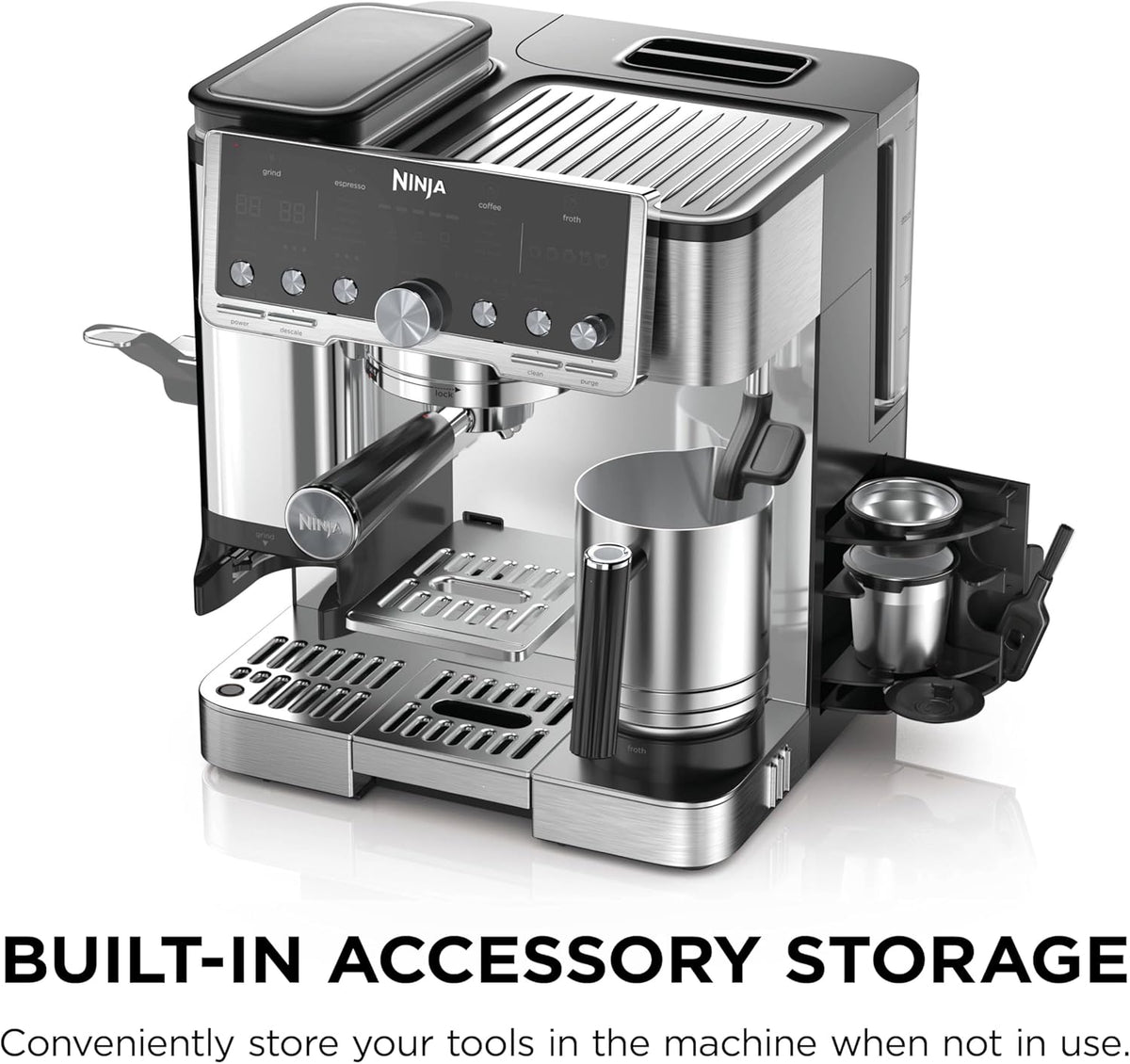 Ninja Luxe Caf Pro Series, Espresso Machine, Drip Coffee, Cold Brew, Hot Water, Integrated Tamper, Built-in Grinder, Hands-Free Frother for
