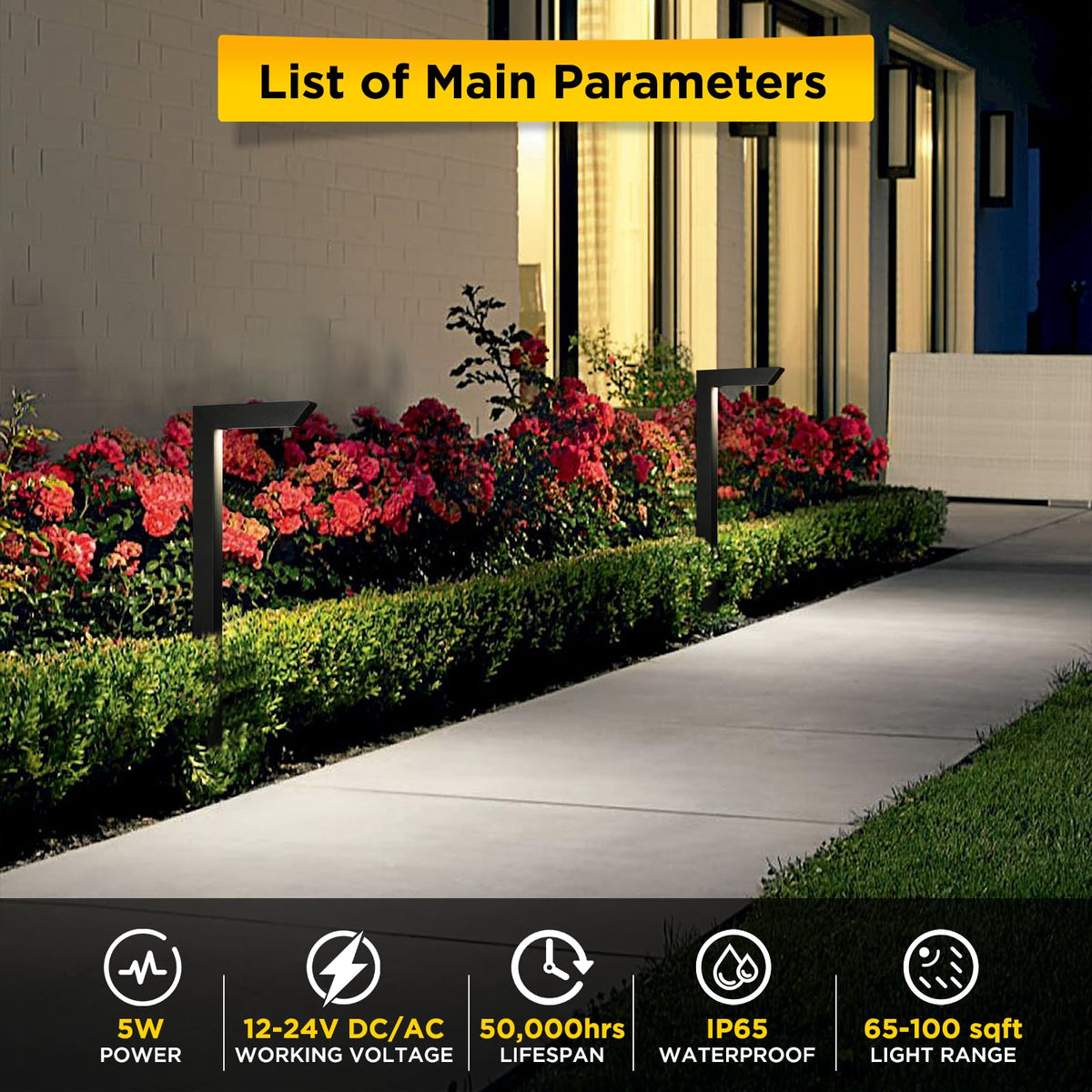 Gardencoin 3CCT LED Low Voltage Landscape Pathway Light, 12V Premium 3000K/4000K/5000K Selectable Path Lights Wired, Modern Walkway Lights Outdoor