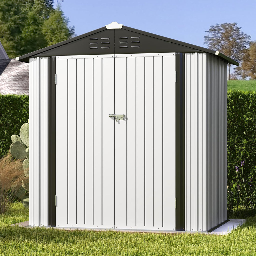 Patiowell 10 x 12 FT Metal Storage Shed for Outdoor, Steel Yard Shed with Design of Lockable Doors, Utility and Tool Storage for Garden, Backyard
