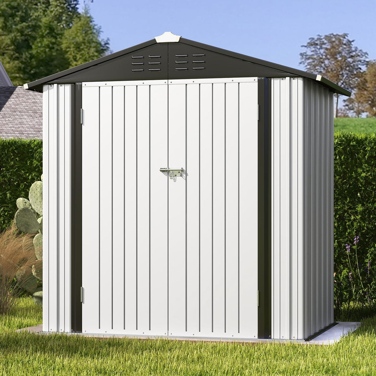Patiowell 10 x 12 FT Metal Storage Shed for Outdoor, Steel Yard Shed with Design of Lockable Doors, Utility and Tool Storage for Garden, Backyard