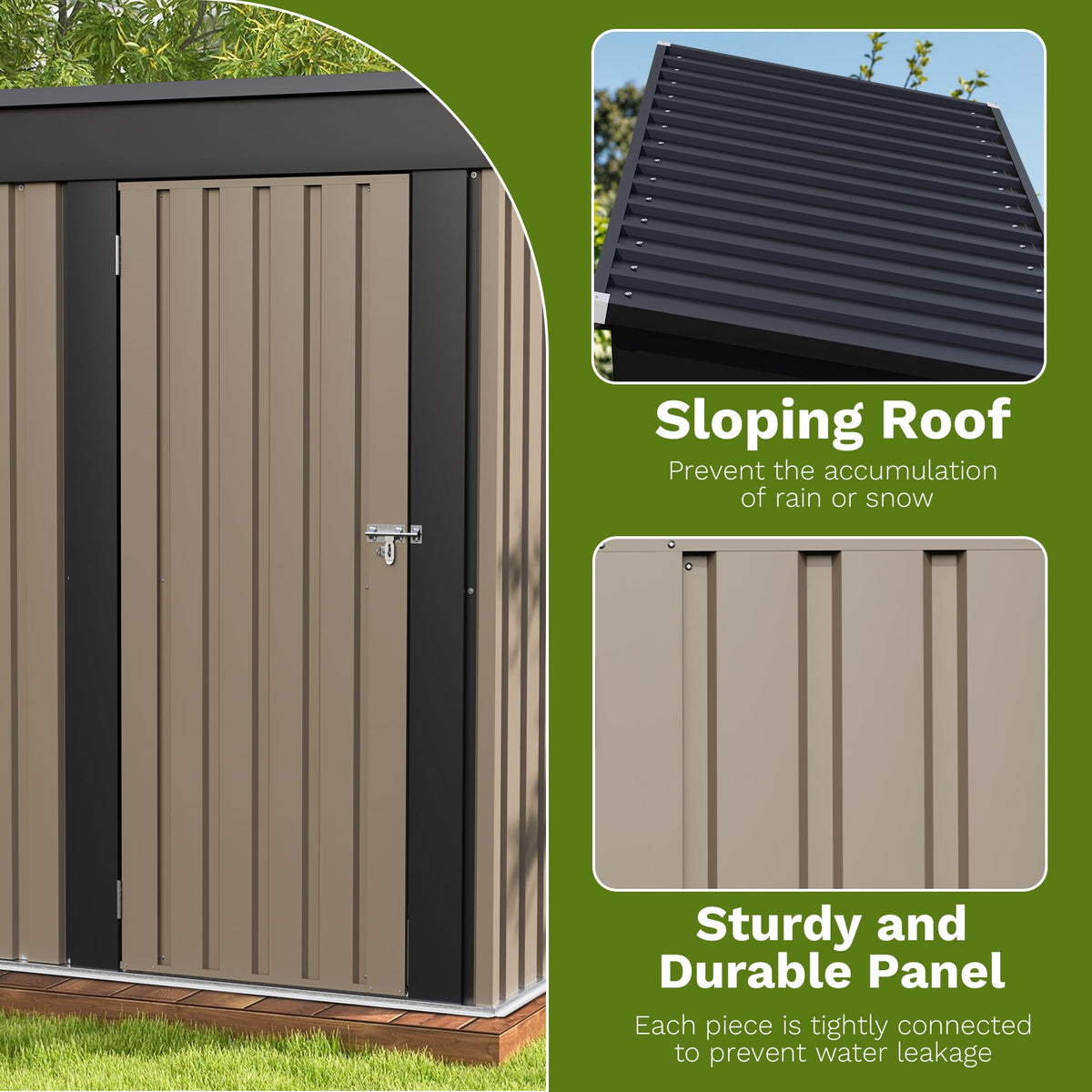 Patiowell 10 x 12 FT Metal Storage Shed for Outdoor, Steel Yard Shed with Design of Lockable Doors, Utility and Tool Storage for Garden, Backyard