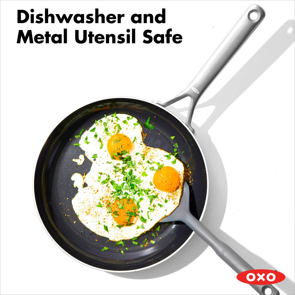 OXO Mira Tri-ply Stainless Steel, 10 Piece Cookware Pots and Pans Set, Skillets, Saute, Saucepans, Lids,Incl Ceramic Nonstick Frying Pan,Induction