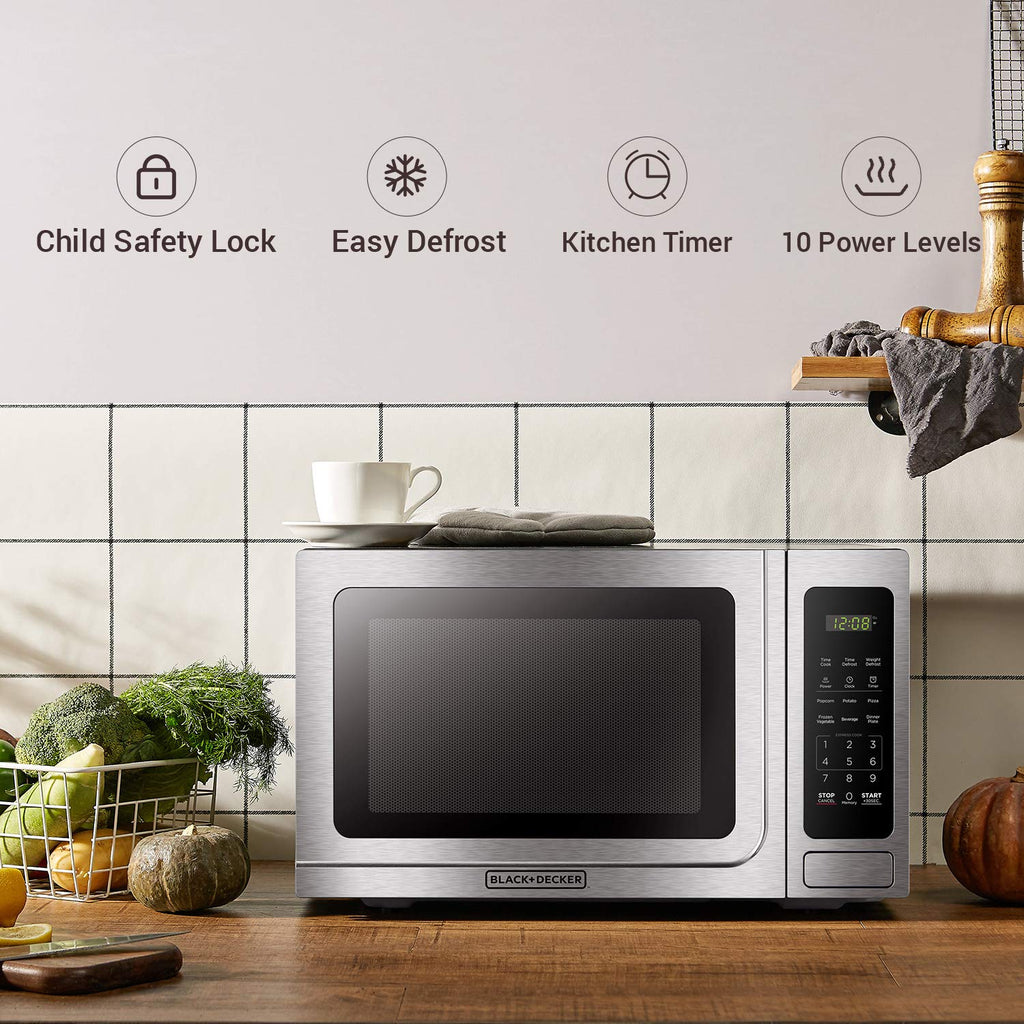 BLACK+DECKER EM044KB19 Over The Range Microwave Oven with One Touch, 1000 Watts, 400 CFM and Auto Cooking, OTR 1.9 Cu.ft