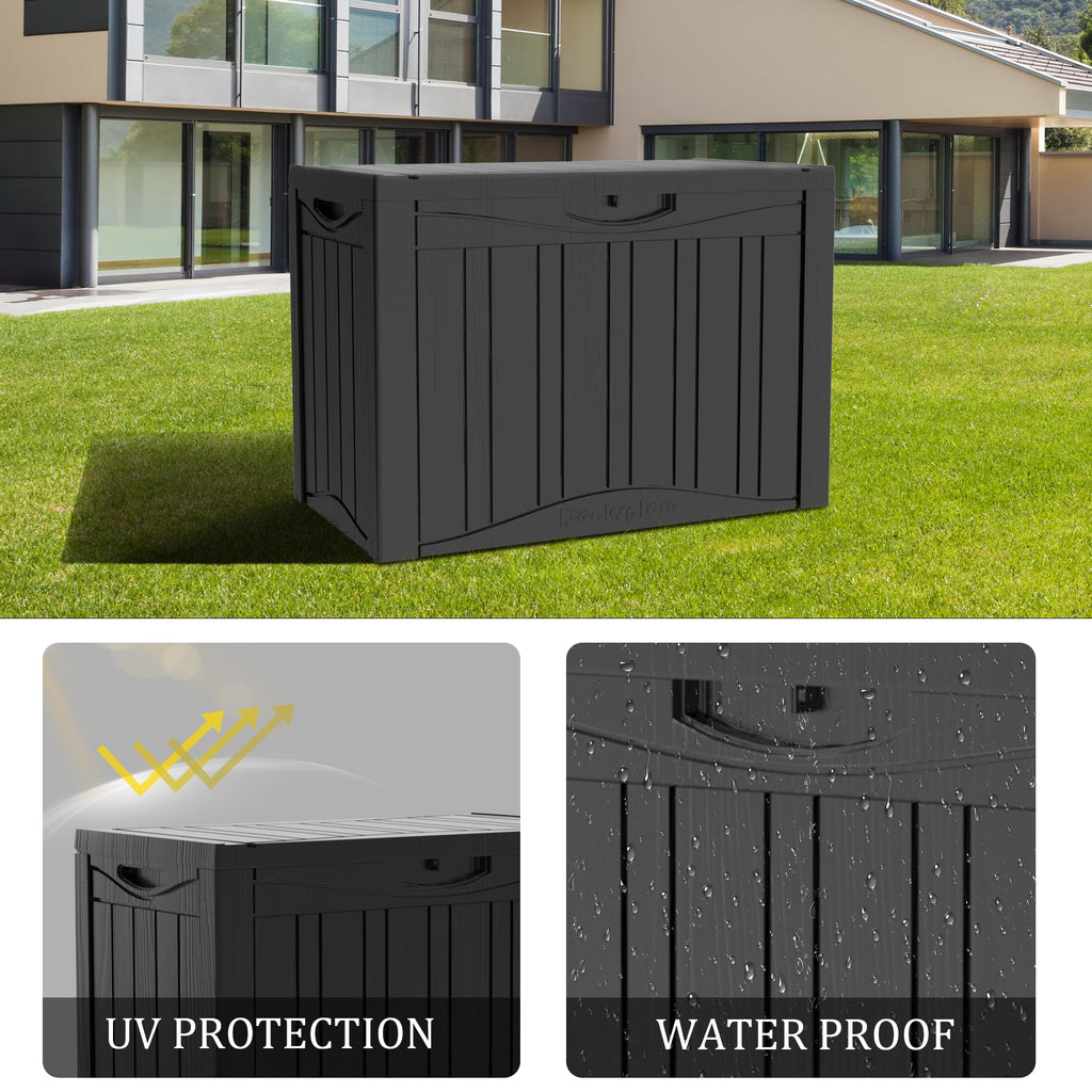 Mersco 320 Gallon Double-Wall Resin Deck Box - Lockable Waterproof Outdoor Storage Box, 1000lbs Capacity & Doubles as Seating for Patio Furniture