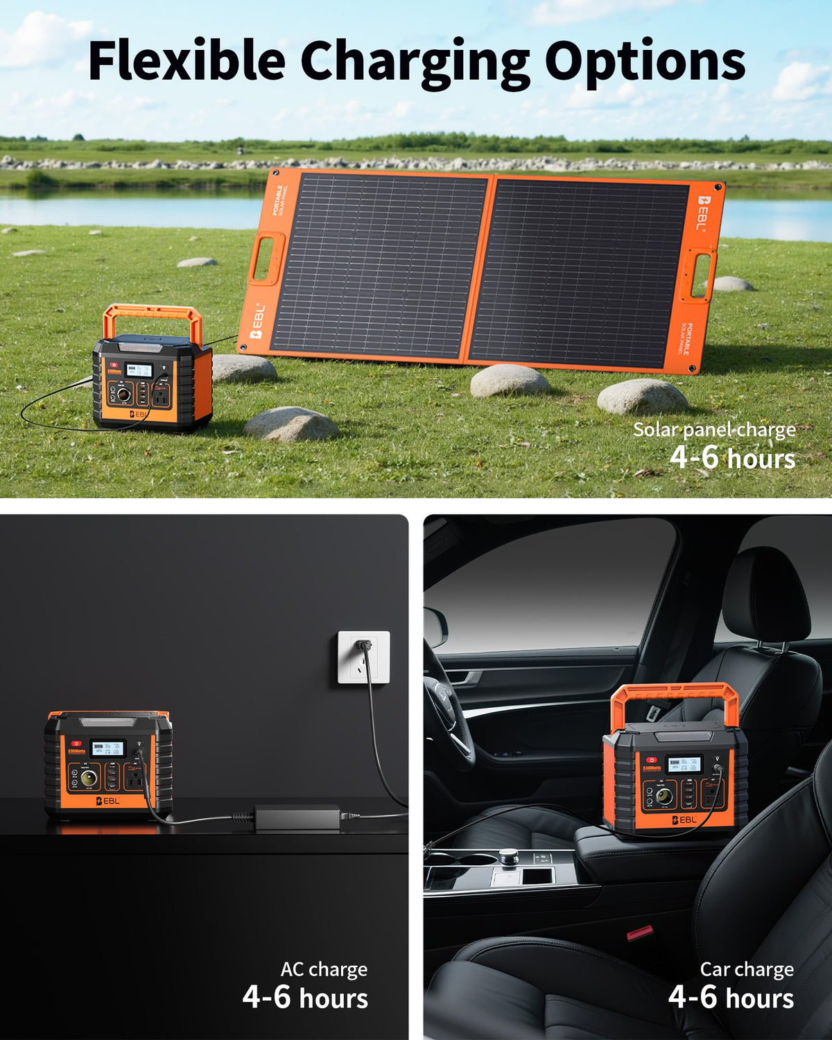 EBL Portable Power Station 500, 519.4Wh Outdoor Solar Generator with 110V/500W AC Outlet for Home Use, Emergency Backup, Camping