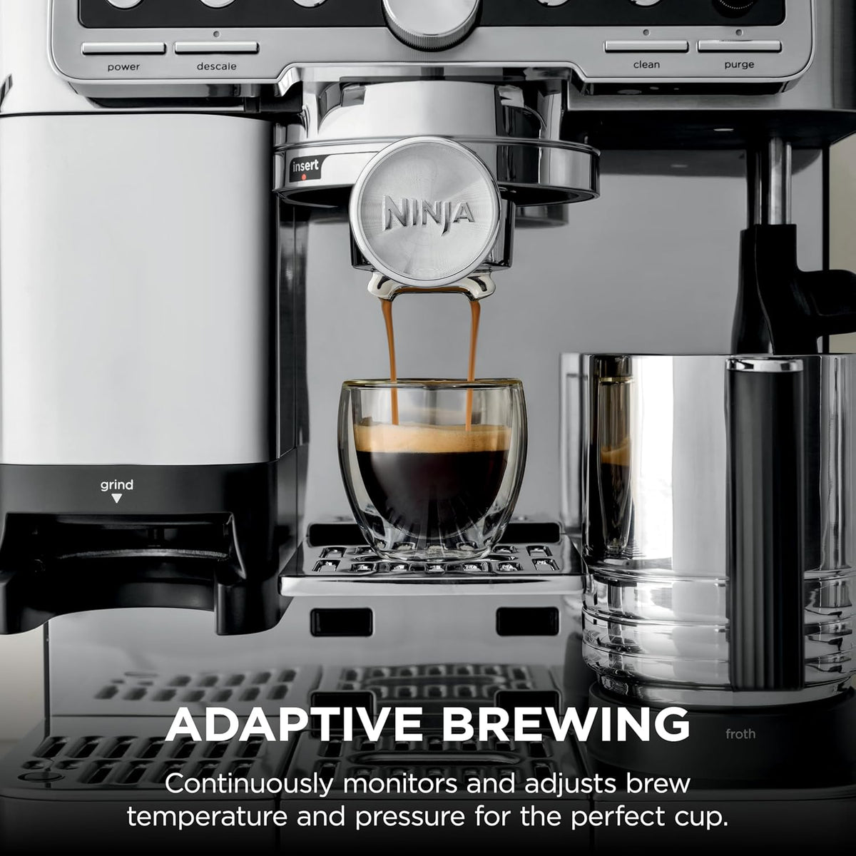 Ninja Luxe Caf Pro Series, Espresso Machine, Drip Coffee, Cold Brew, Hot Water, Integrated Tamper, Built-in Grinder, Hands-Free Frother for