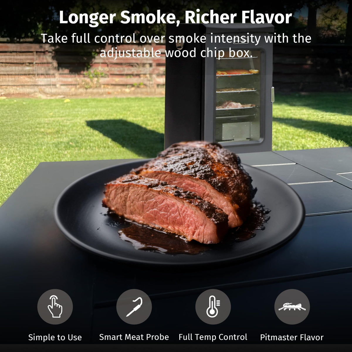EAST OAK 30-inch Electric Smoker, Outdoor Smoker with Convenient Side Wood Chip Loader, 725 Sq Inches of Cooking, Digital Control and 4 Removable