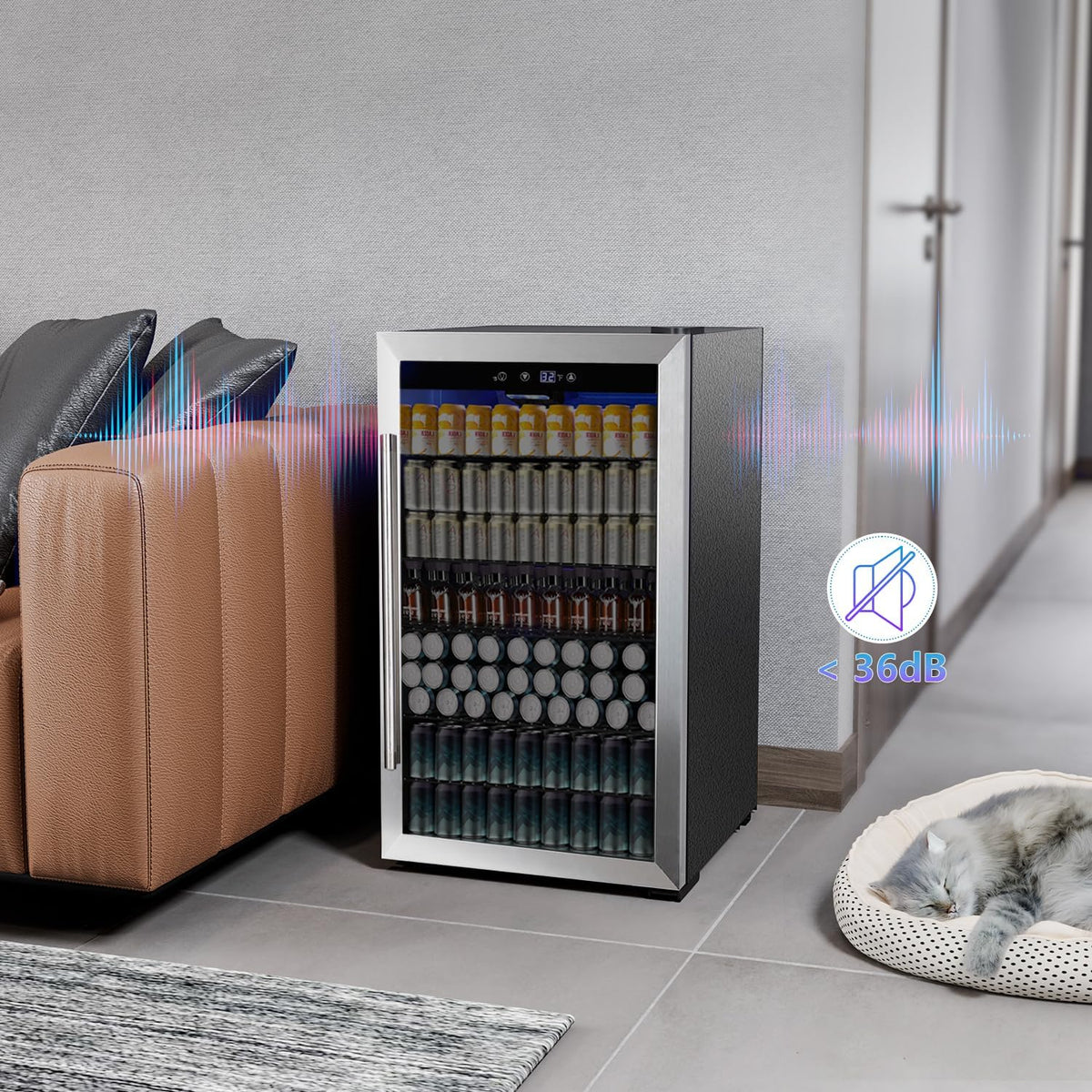 COWSAR 4.5 Cu.Ft Wine Fridge 37 Bottle, ETL Approved Freestanding Wine Cooler 145 Can Beverage Refrigerator with Stainless Steel Reversible Glass