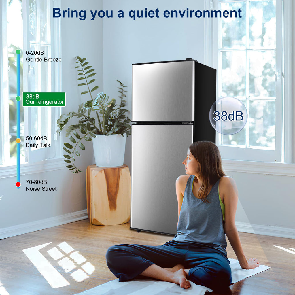 Mini Refrigerator with Freezer 4.0 Cu. Ft., Small Dorm Fridge with Freezer, Adjustable Thermostat Compact Fridge Freezers for Apartment, Dorm