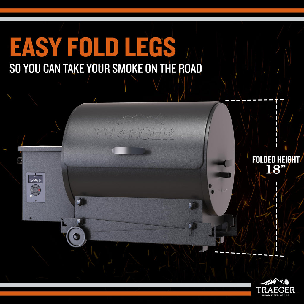 Traeger Grills TFB30KLF Tailgater 20 Portable Electric Wood Pellet Grill and Smoker C Foldable Legs, 6-in-1 Versatility, 300 sq. in. Cooking Space