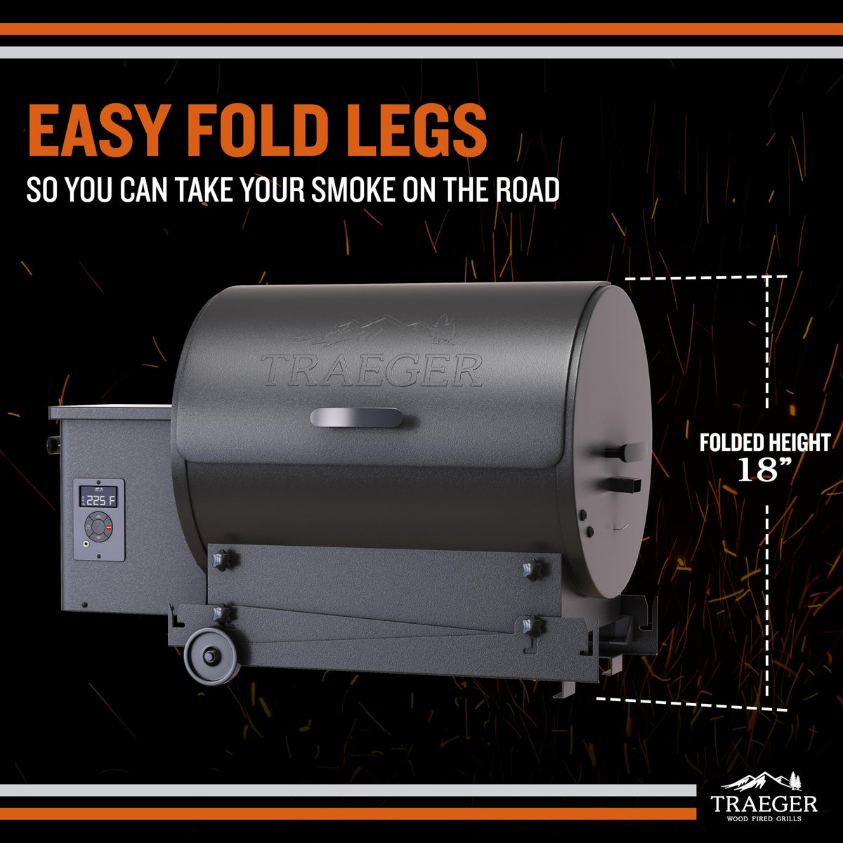 Traeger Grills TFB30KLF Tailgater 20 Portable Electric Wood Pellet Grill and Smoker C Foldable Legs, 6-in-1 Versatility, 300 sq. in. Cooking Space