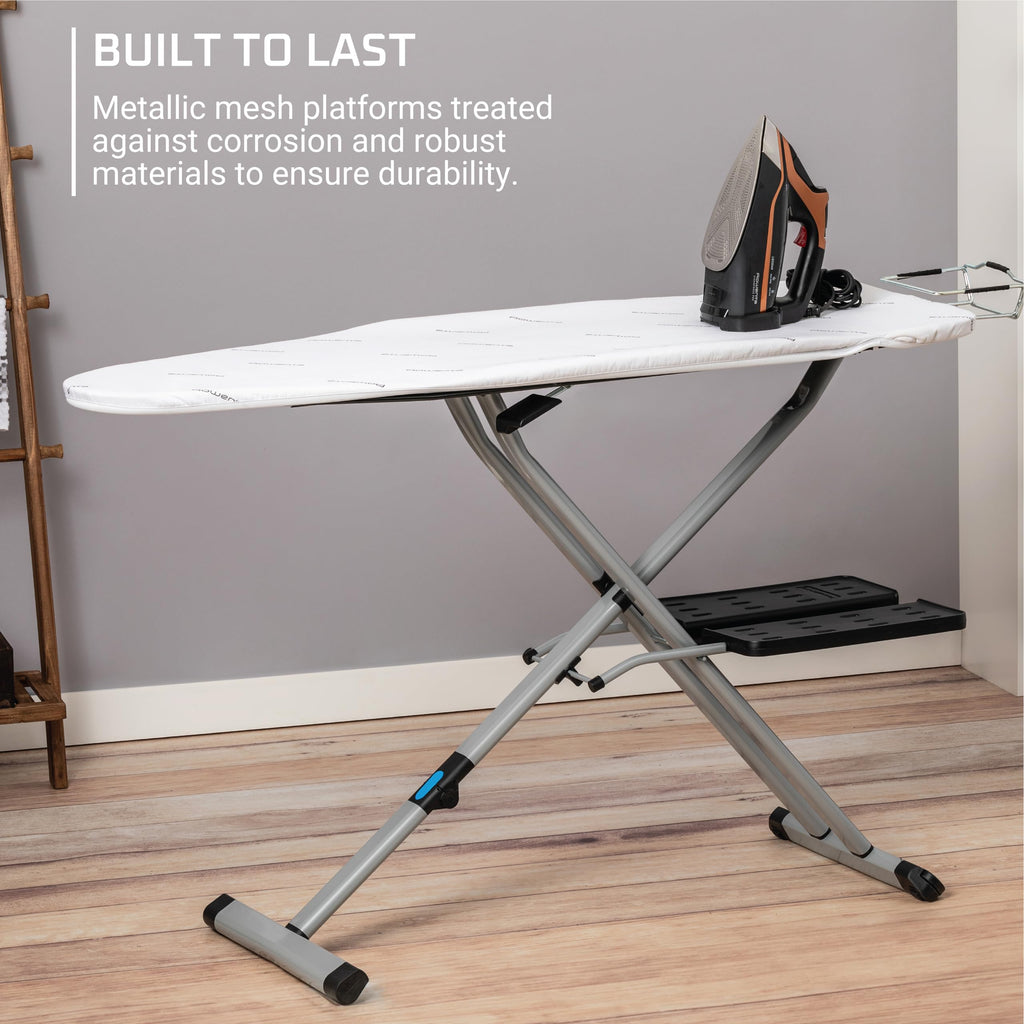 Rowenta Pro Compact Ironing Board with Hanger Rack 18 x 54 Inches Space Saving, Folding, 4 Legs IB9100,Beige