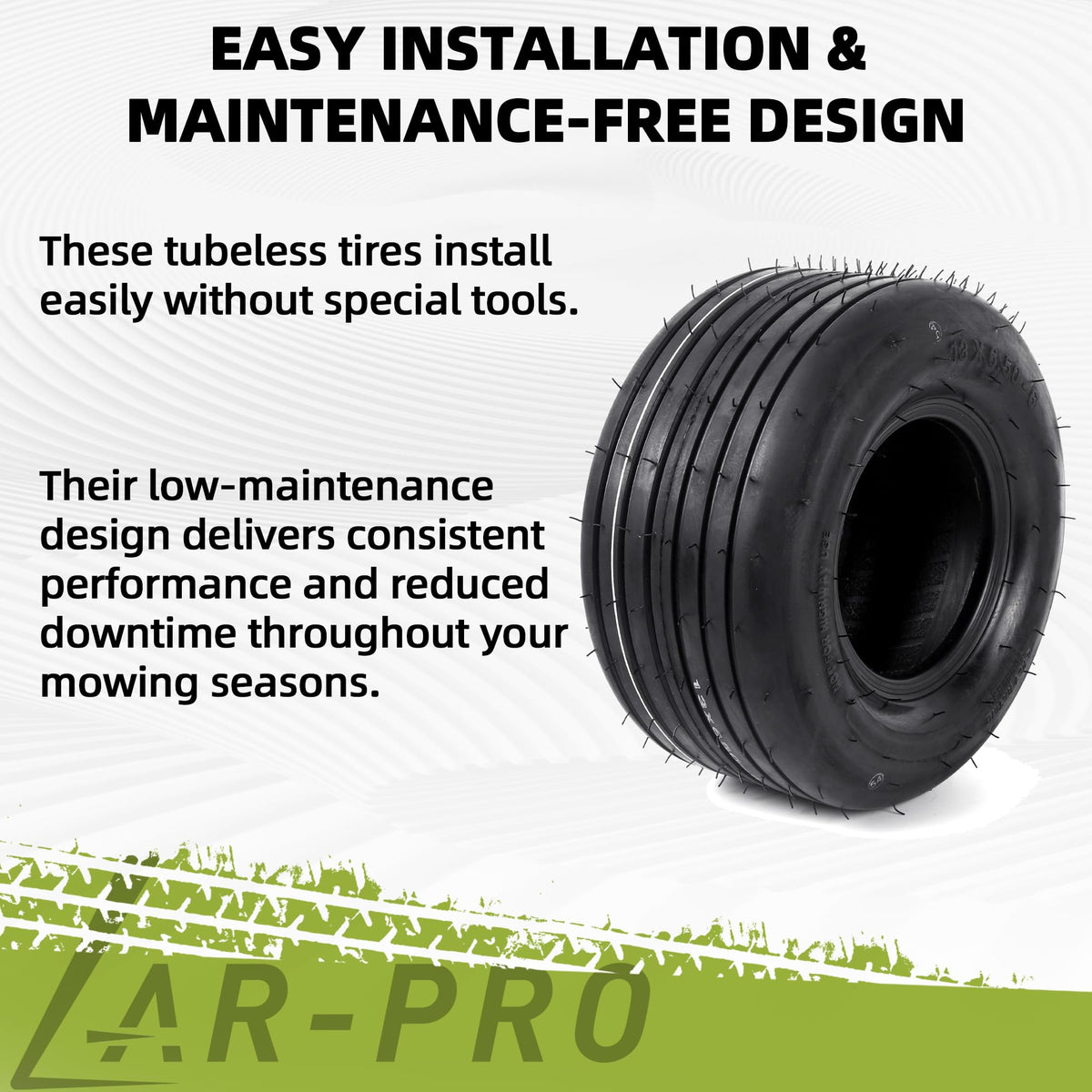 AR-PRO (2 Pack) 20x8.00-8 Lawn Mower Turf Tires, Tubeless, No Rims