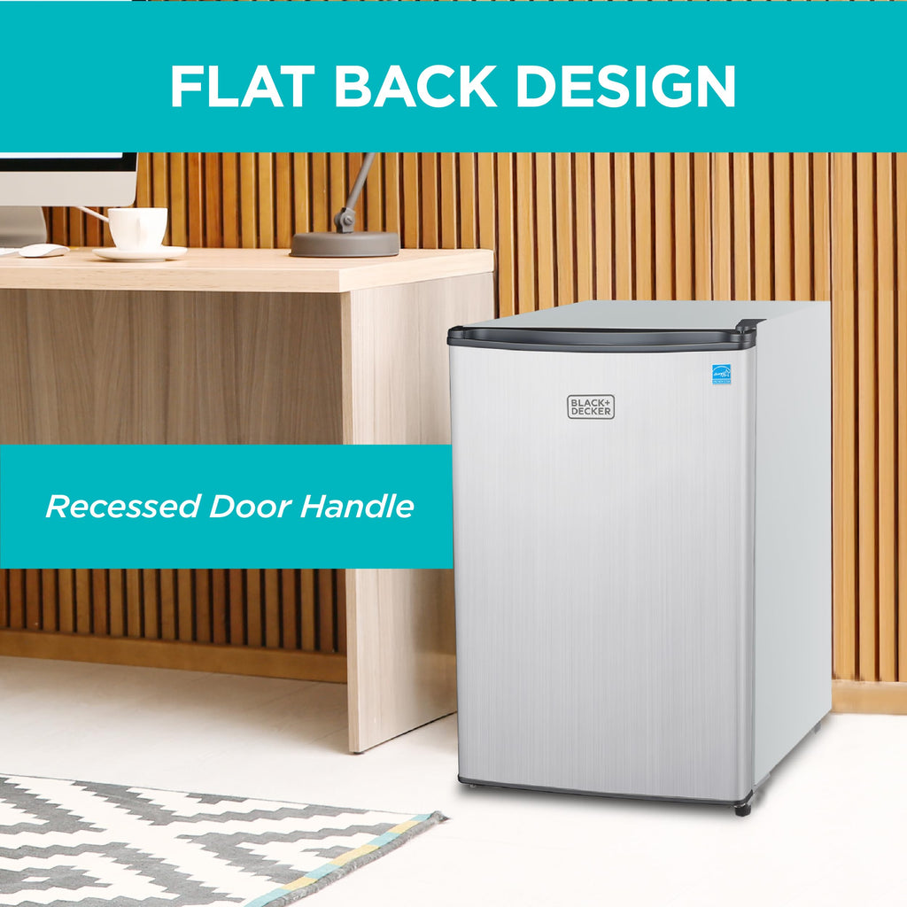BLACK+DECKER 1.7 Cu. Ft. Compact Refrigerator, ENERGY STAR Certified, Single Door Mini Fridge with Chiller Compartment, Personal Fridge for Home or