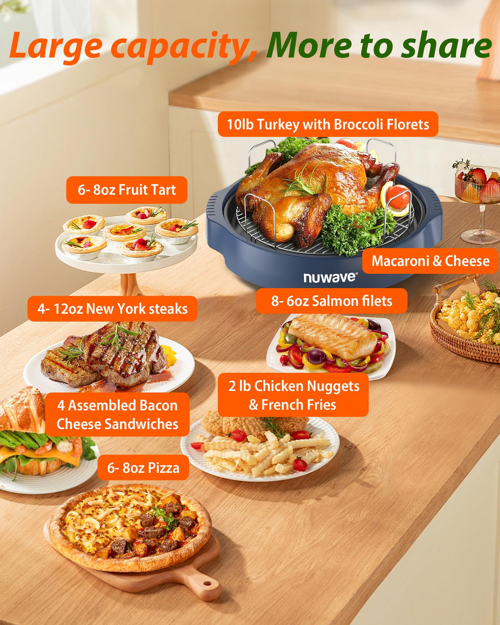 Nuwave Oven Pro Plus Air Fryer, Infra-Red Countertop, 2025 Advanced Convection, No Defrosting or Preheating, Cook Fresh or Frozen, Durable Power Dome